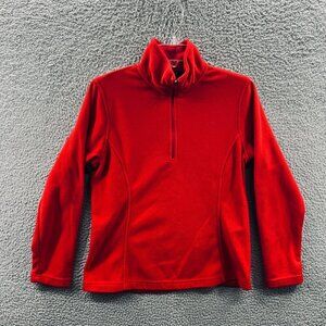 Lands End Womens Fleece‎ Jacket Small 6/8 Red 1/4 Zip Long Sleeve